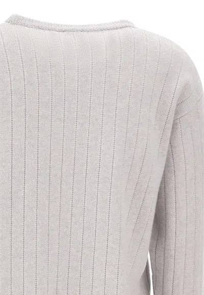 Eleventy Ribbed Crew-neck Sweater In White