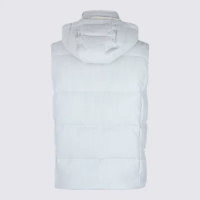 Eleventy Hooded Padded Sleeveless Jackets With Side Pockets In Blue