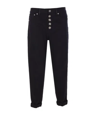 Dondup Koons Loose-fitting Velvet Trousers In Black