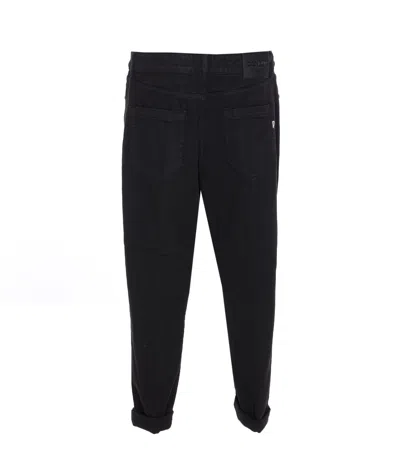 Dondup High-waisted Tailored Pants With Button-up Front And Rolled Cuffs In Black