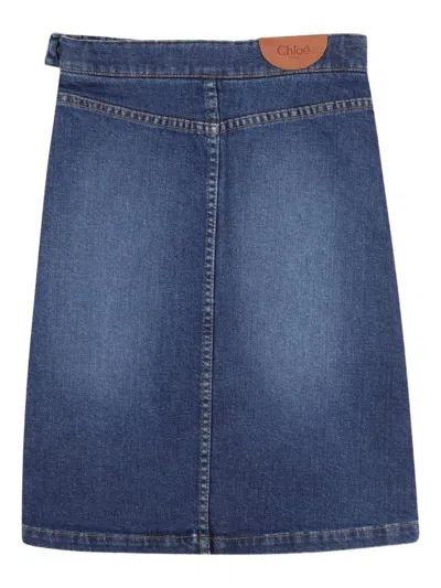 Chloé Denim Midi Skirt In Blue