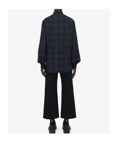 Alexander Mcqueen Classic Tartan Shirt With Metal Buckle Detail And Relaxed Fit In Blue