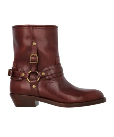 Isabel Marant Brown Boots With Slouched Shaft And Decorative Straps In Gray