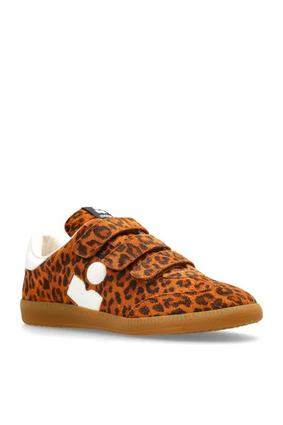 Isabel Marant Printed Suede Sneakers In Brown