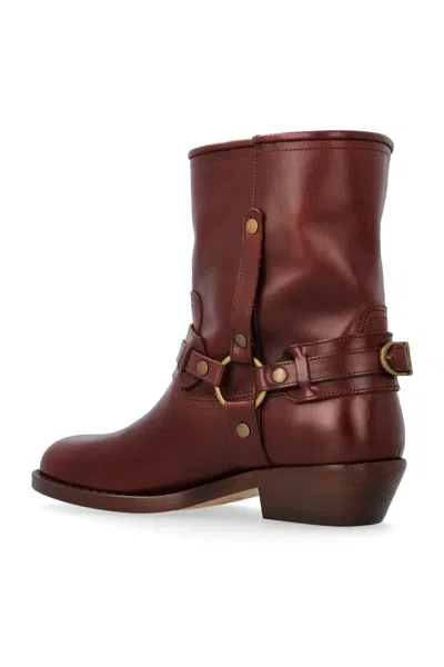 Isabel Marant Brown Boots With Slouched Shaft And Decorative Straps In Gray