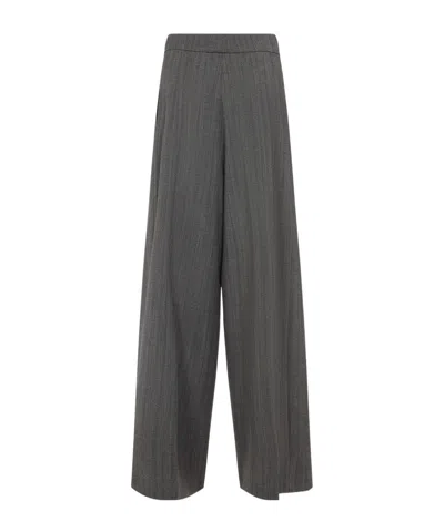 Dries Van Noten Wide Gray Wool Palazzo Pants In Gray