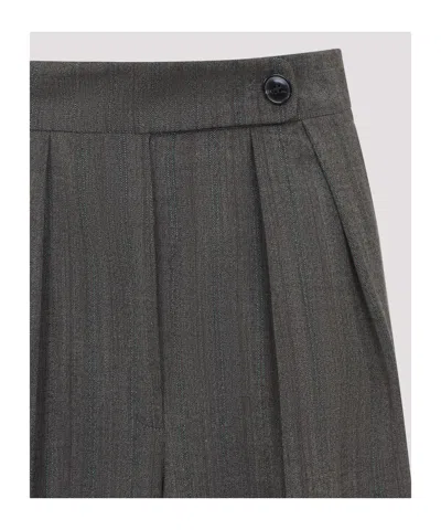 Dries Van Noten Wide Gray Wool Palazzo Pants In Gray