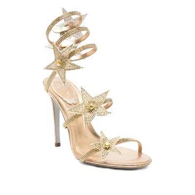René Caovilla Stiletto High Heel Sandals In Gold