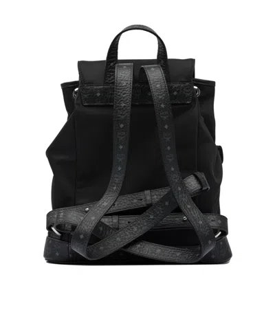 Mcm Straps Adjustable Buckle Front Pockets Top Handle In Black