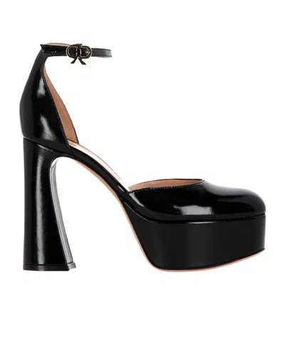 Gianvito Rossi Holly D'orsay Platform Pumps With Round Buckle In Black