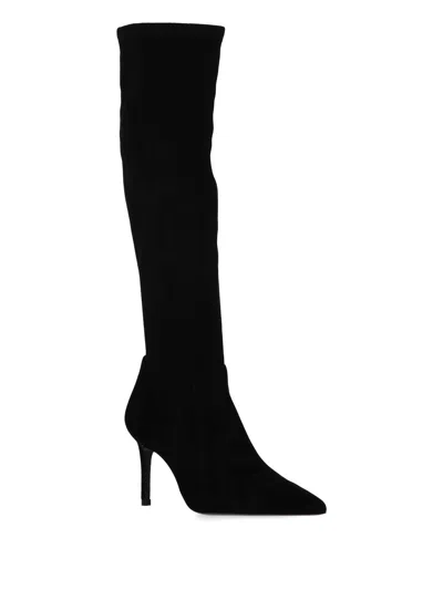 Stuart Weitzman Stuart Power Suede Stiletto Knee Boots In Black