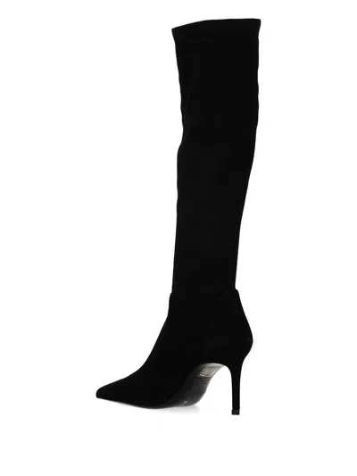 Stuart Weitzman Stuart Power Suede Stiletto Knee Boots In Black