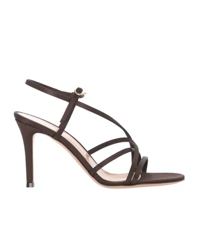 Gianvito Rossi 100mm Slingback Stiletto Sandals In Brown