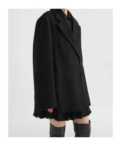 Jil Sander Concealed Fastened Coat In Black