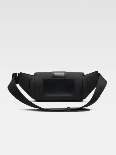 Jacquemus The Bambino Flap Bum Bag In Nylon With Smooth Leather Details In Black