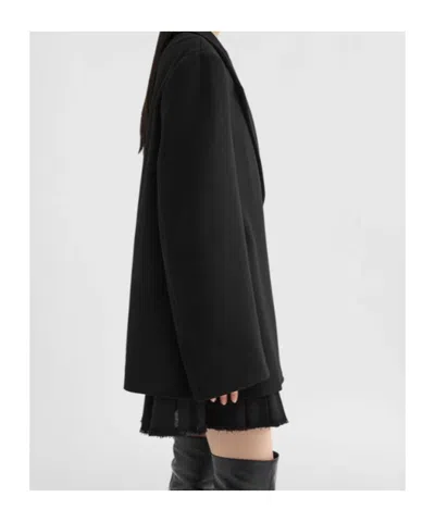 Jil Sander Concealed Fastened Coat In Black