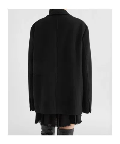 Jil Sander Concealed Fastened Coat In Black