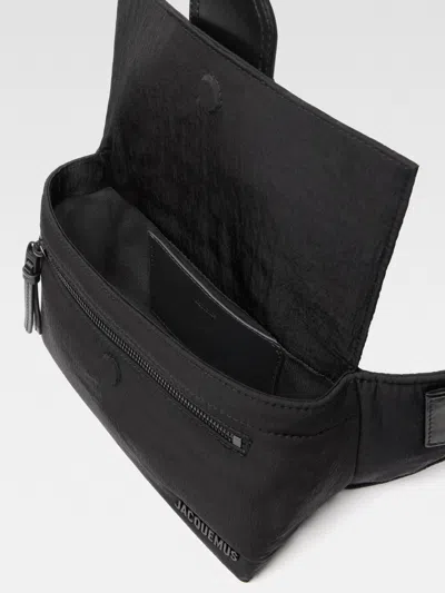 Jacquemus The Bambino Flap Bum Bag In Nylon With Smooth Leather Details In Black