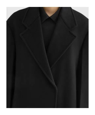 Jil Sander Concealed Fastened Coat In Black
