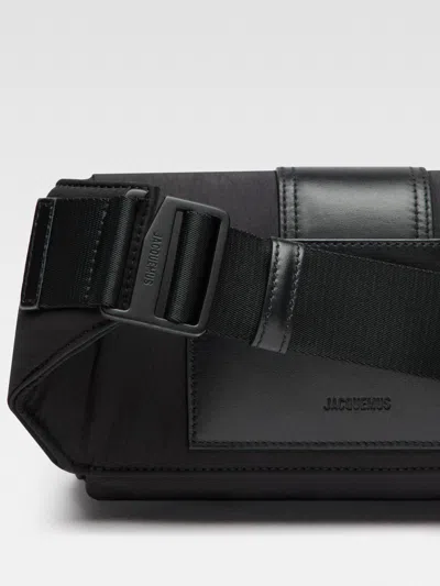 Jacquemus The Bambino Flap Bum Bag In Nylon With Smooth Leather Details In Black