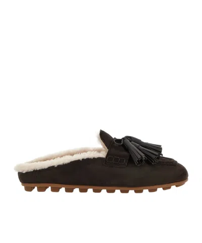 Hogan Suede Slipper Loafer In Brown