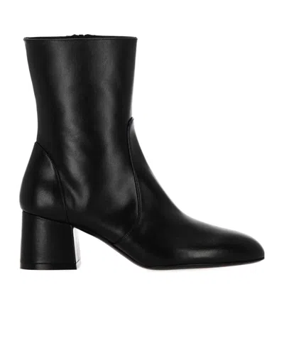 Stuart Weitzman Yuliana 60 Womens Leather Pull On Mid-calf Boots In Black Leather