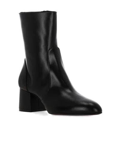Stuart Weitzman Yuliana 60 Womens Leather Pull On Mid-calf Boots In Black Leather