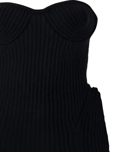 Jean Paul Gaultier Fitted Wool-blend Ribbed Knit Top In Black