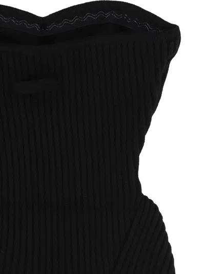 Jean Paul Gaultier Fitted Wool-blend Ribbed Knit Top In Black