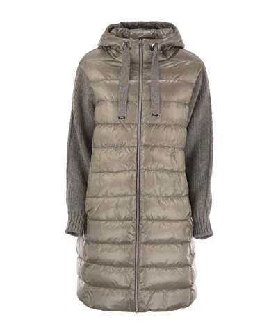 Herno Women Resort Down Jacket In Ultralight Nylon And Mesh In Gray