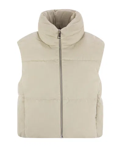 Herno Velvet Sleeveless Down Jacket In Neutral