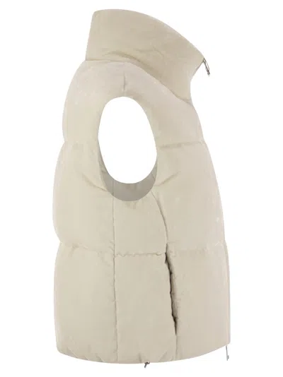 Herno Velvet Sleeveless Down Jacket In Neutral