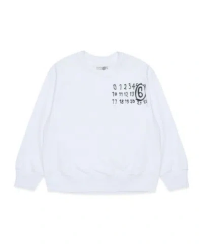 Mm6 Maison Margiela Numbers Printed Crewneck Sweatshirt In White