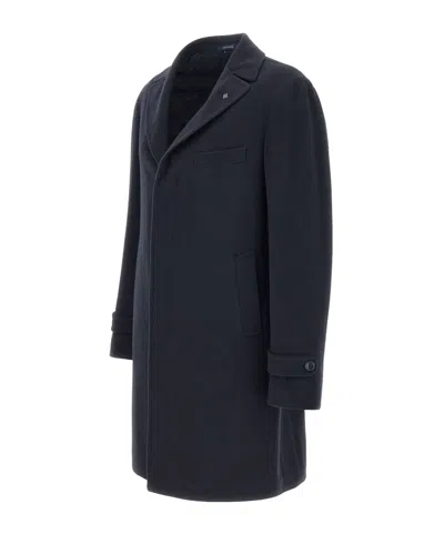 Tagliatore Single-breasted Tailored Coat In Blue