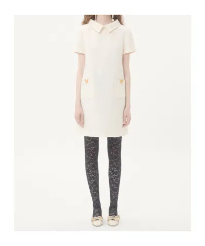Valentino Short Sleeve Dress In White