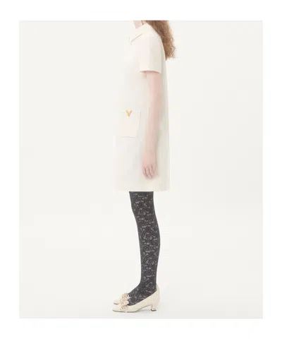 Valentino Short Sleeve Dress In White