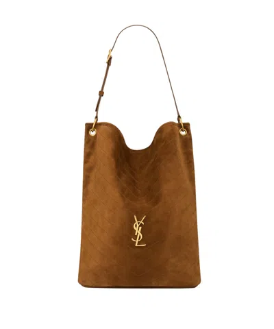 Saint Laurent Niki Supple Bucket In Suede In Brown