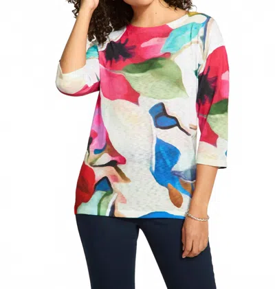 Fdj Drop Shoulder Boat Neck Top In Macro In Multi