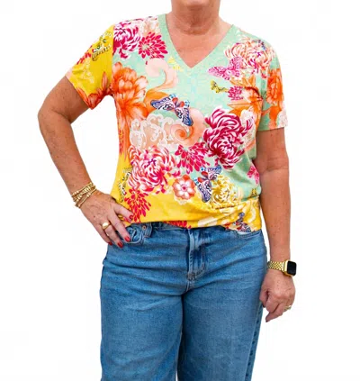 Johnny Was The Janie Favorite Short Sleeve V-neck Tee In Charlie In Multi