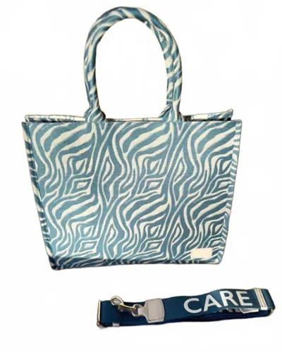 Care Tucker Shaded Zebra - Box Tote Bag In Teal Zebra In Multi