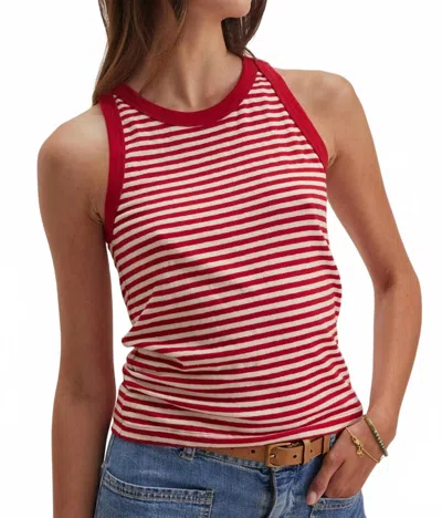 Velvet By Graham & Spencer Yarn Dye Jersey Stripe Lua Tank In Red In Red