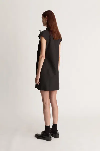 Lee Mathews Alberta Tie-detail Mini Dress In Black