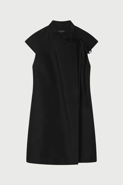 Lee Mathews Alberta Tie-detail Mini Dress In Black