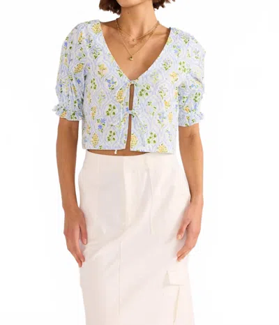 Minkpink Ditsy Floral V-neck Top In Meadow In Blue