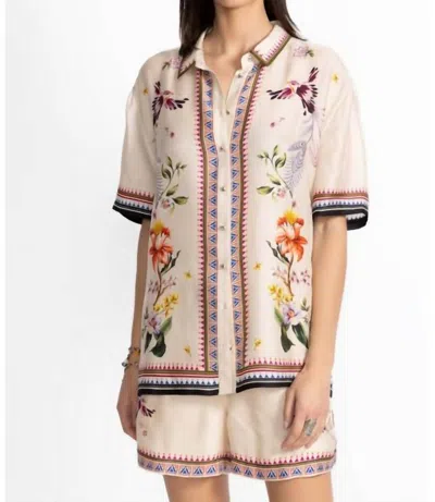 Johnny Was Ophelia Floral-print Camp Shirt In Neutral