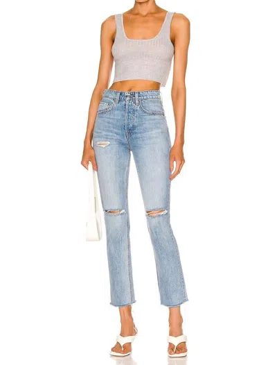 Grlfrnd Karolina High Rise Straight Crop In Blue