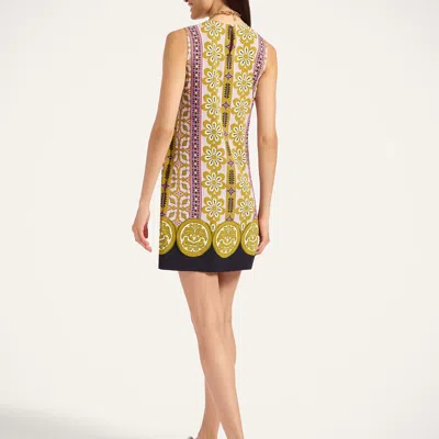 La Doublej Stretch Tunic Printed Satin Minidress In Gold