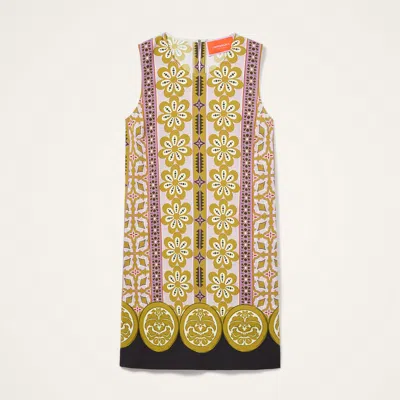 La Doublej Stretch Tunic Printed Satin Minidress In Gold