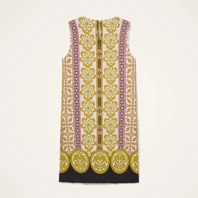 La Doublej Stretch Tunic Printed Satin Minidress In Gold