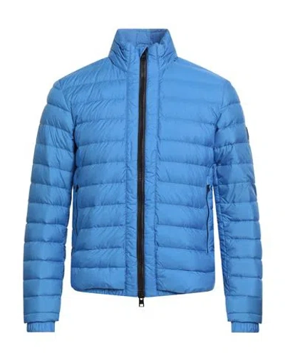 Woolrich Man Puffer Azure Size S Polyamide In Blue